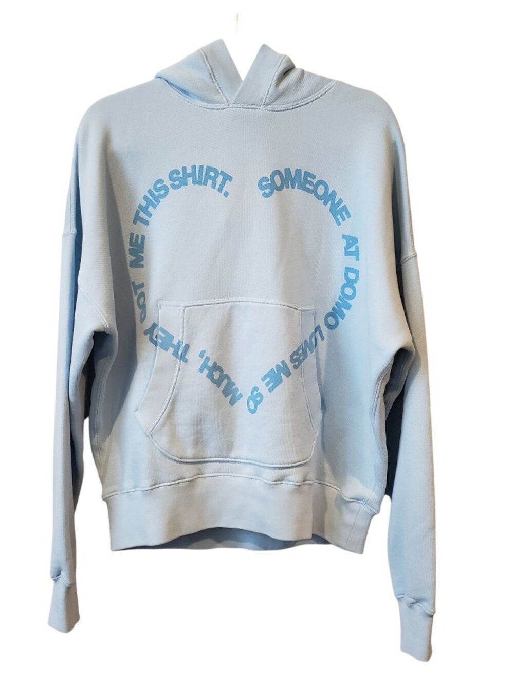 Le Pere Blue Heart Domo Italy Hooded Sweatshirt Drawstring Hoodie